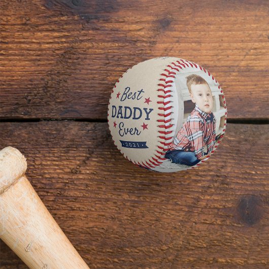 Best Daddy Ever | Benutzerdefiniertes Foto Baseball