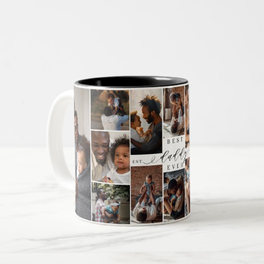 Best Daddy Ever | Foto-Collage des Vaters Zweifarbige Tasse (Vorderseite Links)
