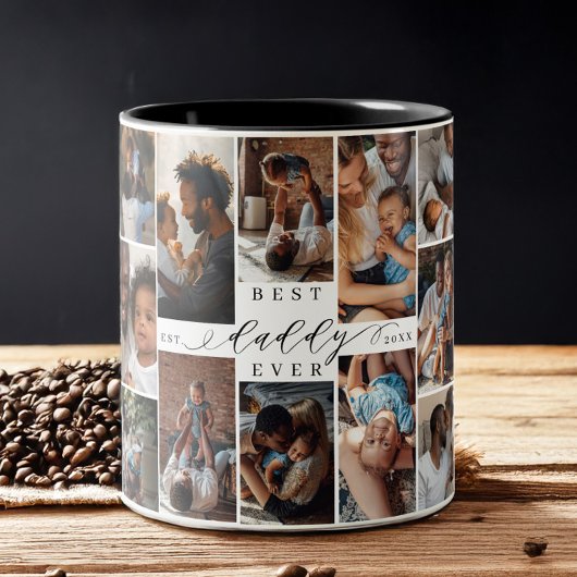Best Daddy Ever | Foto-Collage des Vaters Zweifarbige Tasse
