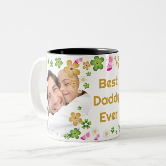 Best Daddy Ever Foto Zweifarbige Tasse (Vorderseite Links)