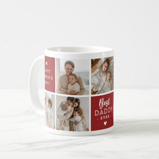 'Best Daddy Ever' Nachricht Custom 7 Foto Collage Kaffeetasse (Vorderseite Links)