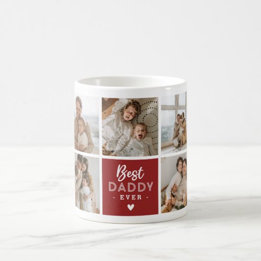 'Best Daddy Ever' Nachricht Custom 7 Foto Collage Kaffeetasse (Mittel)