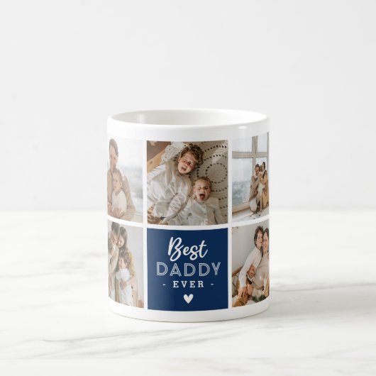 'Best Daddy Ever' Nachricht Custom 7 Foto Collage Kaffeetasse (Mittel)