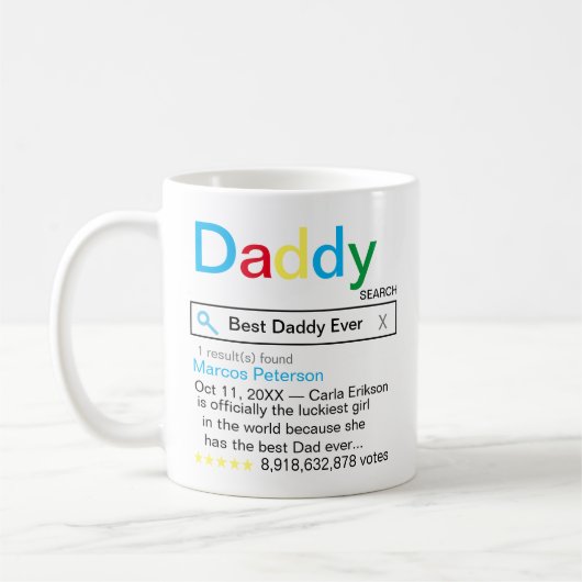 Best Daddy Ever Search Motor Ergebnis mit Meldung Kaffeetasse (Links)