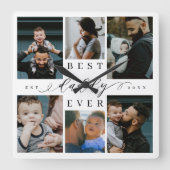 Best Daddy Ever | Vatertag 6 FotoCollage Quadratische Wanduhr (Vorderseite)