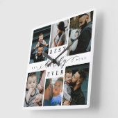 Best Daddy Ever | Vatertag 6 FotoCollage Quadratische Wanduhr (Winkel)
