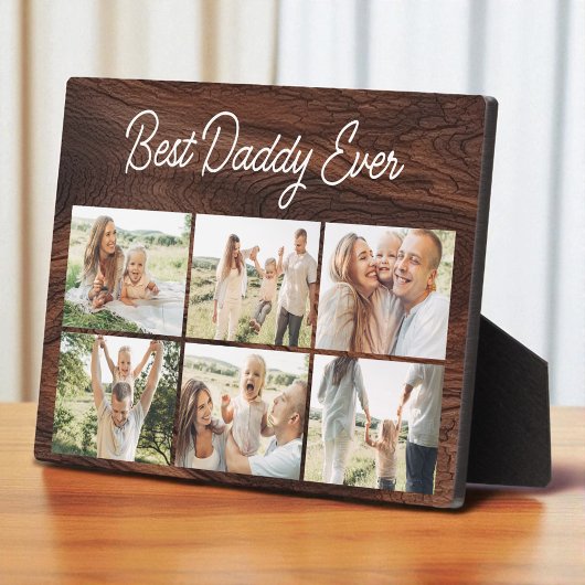 Best Daddy Ever Wood Custom 6 Photo Collage Fotoplatte