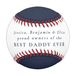 Best Daddy je Custom Kids Names Navy White Baseball