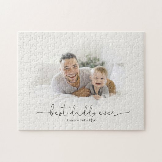Best Daddy je Watercolor Foto Maskenname Puzzle (Horizontal)