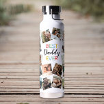 Best Daddy jemals Foto Collage Water Flasche<br><div class="desc">Moderne Wasserflasche mit 26 quadratischen Fotos,  die Sie durch Ihr eigenes ersetzen können,  und das Sprichwort "Beste Papa je" in einem farbenfrohen typografischen Design.</div>