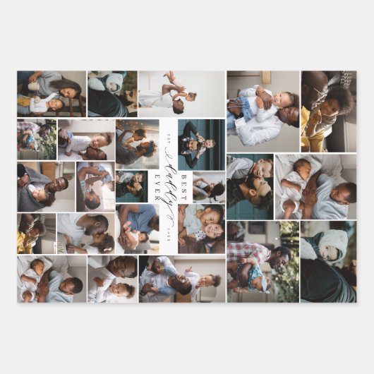 Best Daddy jemals Script Vathers Day Foto Collage Geschenkpapier Set (Vorderseite 3)