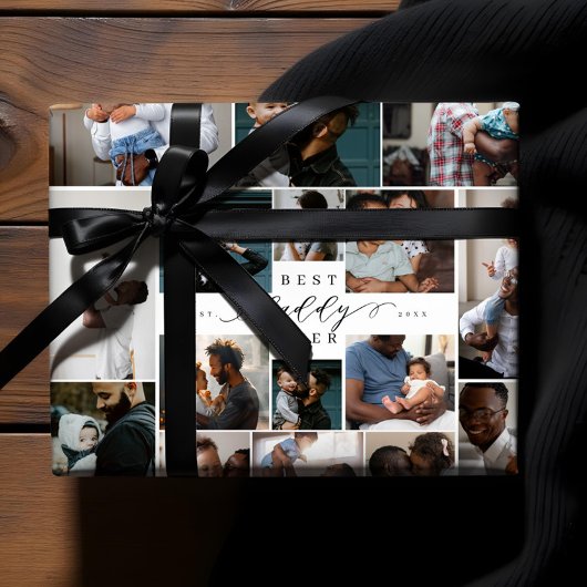 Best Daddy jemals Script Vathers Day Foto Collage Geschenkpapier Set