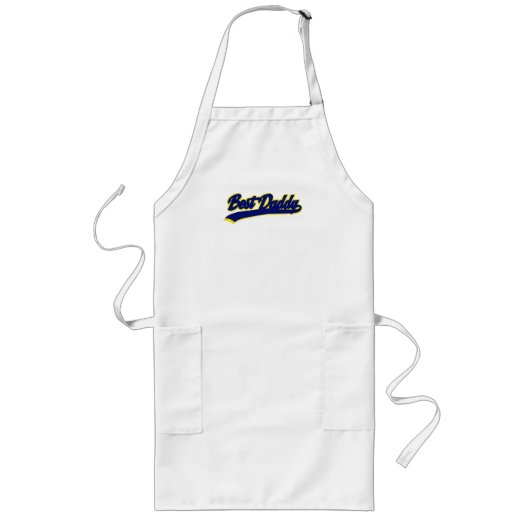 Best Daddy Retro Blue Yellow Typography Lange Schürze (Vorne)