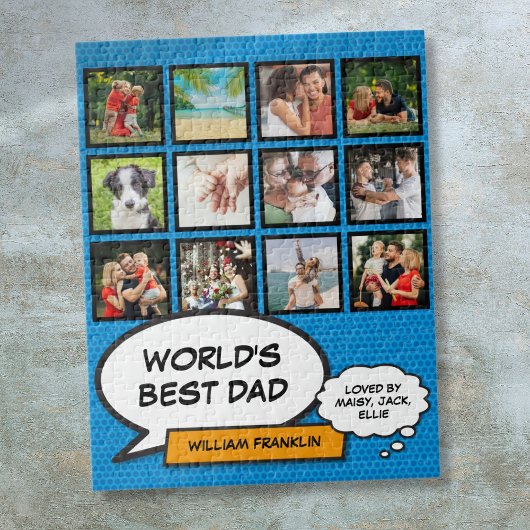 Best Daddy Vater Vater 12 Foto Blue Fun Comic Puzzle