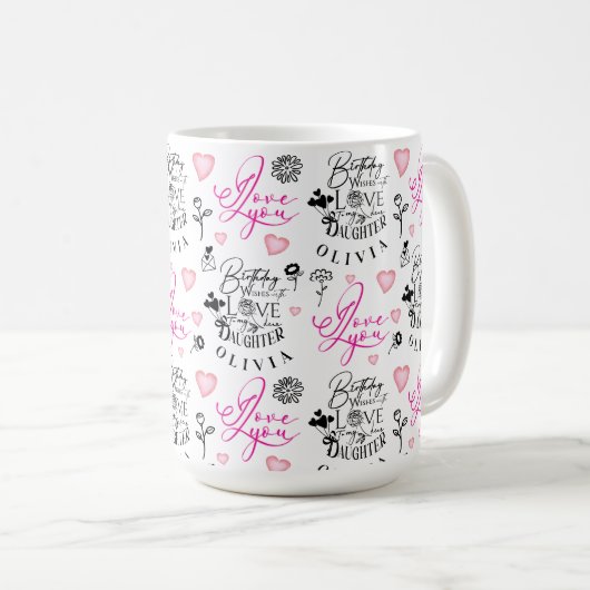Best Daughter Birthday Custom Text Kaffeetasse (VorderseiteRechts)