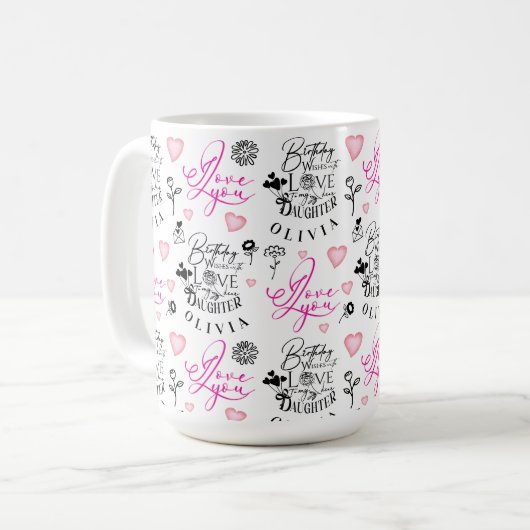 Best Daughter Birthday Custom Text Kaffeetasse (Vorderseite Links)