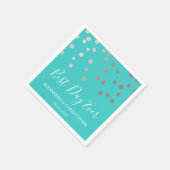 Best Day Ever Aquamarin Blue Confetti Wedding Serviette (Ecke)