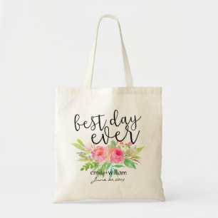 "Best Day Ever" Blume Bouquet Wedding Willkommensg Tragetasche