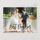 Best Day Ever Brush Script Wedding Danke B Postkarte (Vorderseite)
