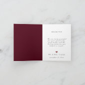 Best Day Ever Burgundy Wedding Foto Vielen Dank Dankeskarte (Innenseite)