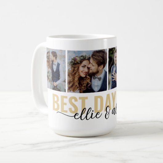 Best Day Ever Calligraphy Photo Kaffeetasse (Vorderseite Links)