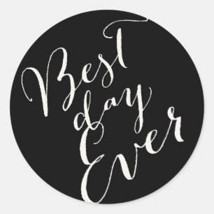 Best Day Ever Calligraphy Script Wedding Stickers