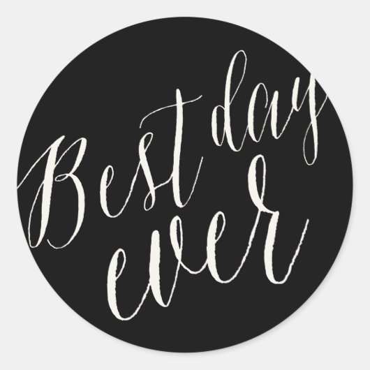 Best Day Ever Calligraphy Script Wedding Stickers (Vorderseite)