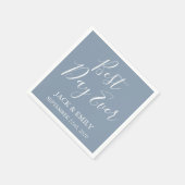 Best Day Ever Dusty Blue und White Napkins Serviette (Ecke)