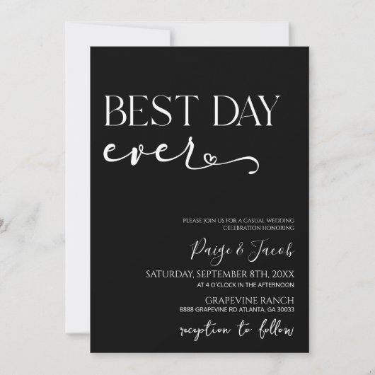 Best Day Ever Elegante Minimalistische Lässige Hoc Einladung (Vorderseite)