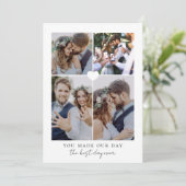 Best Day Ever Foto Collage Wedding Dankeskarte (Stehend Vorderseite)