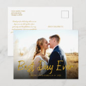Best Day Ever Gold Foil Wedding Danke Foto Postkarte (Vorne/Hinten)