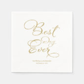 Best Day Ever Gold Imitate Foil Script Wedding Serviette (Vorderseite)