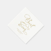 Best Day Ever Gold Imitate Foil Script Wedding Serviette (Ecke)