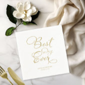 Best Day Ever Gold Imitate Foil Script Wedding Serviette