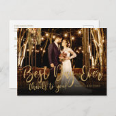 Best Day Ever Gold Script Foto Hochzeit Vielen Dan Postkarte (Vorne/Hinten)