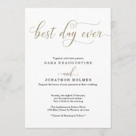 "Best Day Ever" Goldene Glitzer Hochzeit Einladung