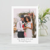 Best Day Ever Heart Wedding Foto Dankeskarte (Stehend Vorderseite)