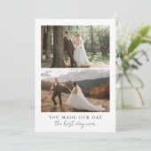 Best Day Ever Heart Wedding Foto Dankeskarte (Stehend Vorderseite)
