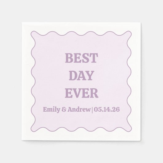 Best Day Ever Lavender Lila Wavy Custom Wedding Serviette (Vorderseite)