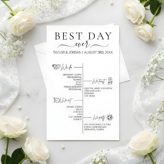 Best Day Ever | Minimalist Wedding Itinerary Flyer