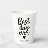 Best Day Ever mit Heart Wedding Paper Cups Pappbecher (Rückseite)