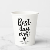 Best Day Ever mit Heart Wedding Paper Cups Pappbecher (Vorderseite)