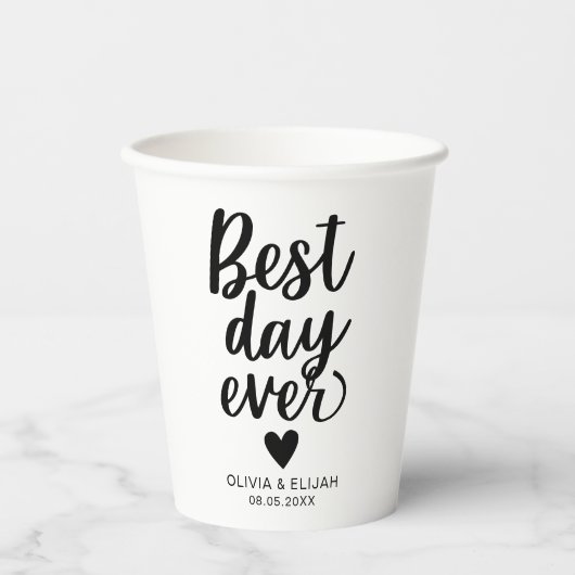 Best Day Ever mit Heart Wedding Paper Cups Pappbecher (Vorderseite)