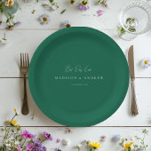 BEST DAY EVER! Modern Minimal Green Wedding Pappteller
