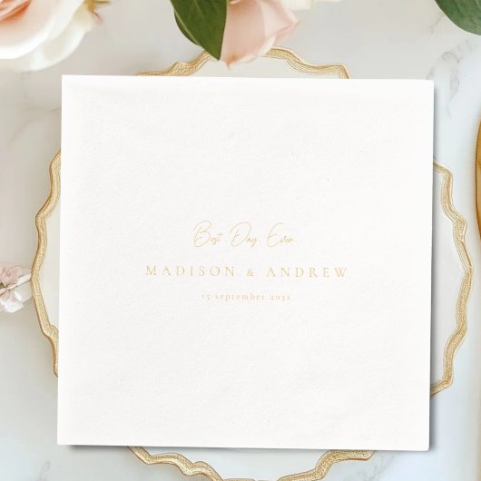 BEST DAY EVER! Modern Minimal Wedding Servietten Mit Folie