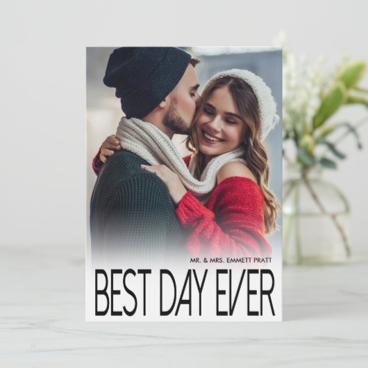 Best Day Ever Moderne Foto Hochzeit Danke-Card (Stehend Vorderseite)