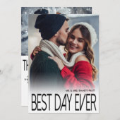 Best Day Ever Moderne Foto Hochzeit Danke-Card (Vorne/Hinten)