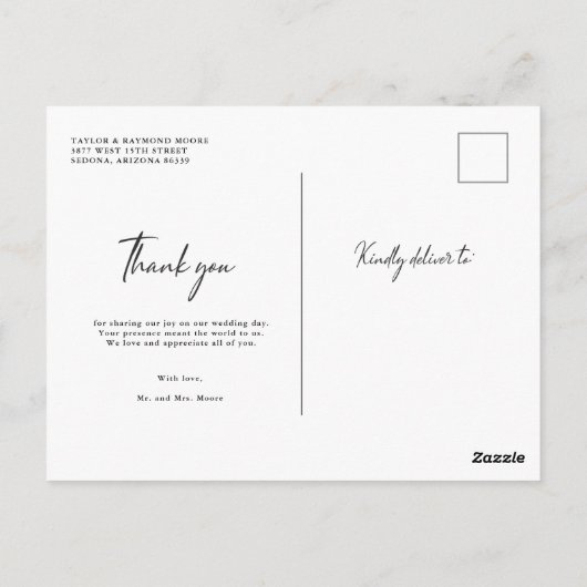 Best Day Ever Moderne Foto Hochzeit Vielen Dank Postkarte (Rückseite)