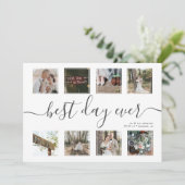 Best Day Ever Multi Foto Wedding Dankeskarte (Stehend Vorderseite)