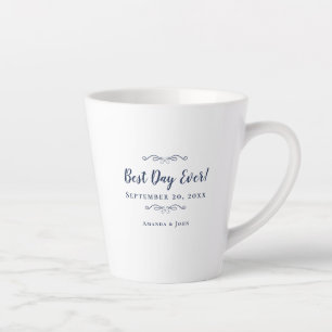 Best Day Ever Navy Blue Elegante Hochzeitsfeier Em Milchtasse